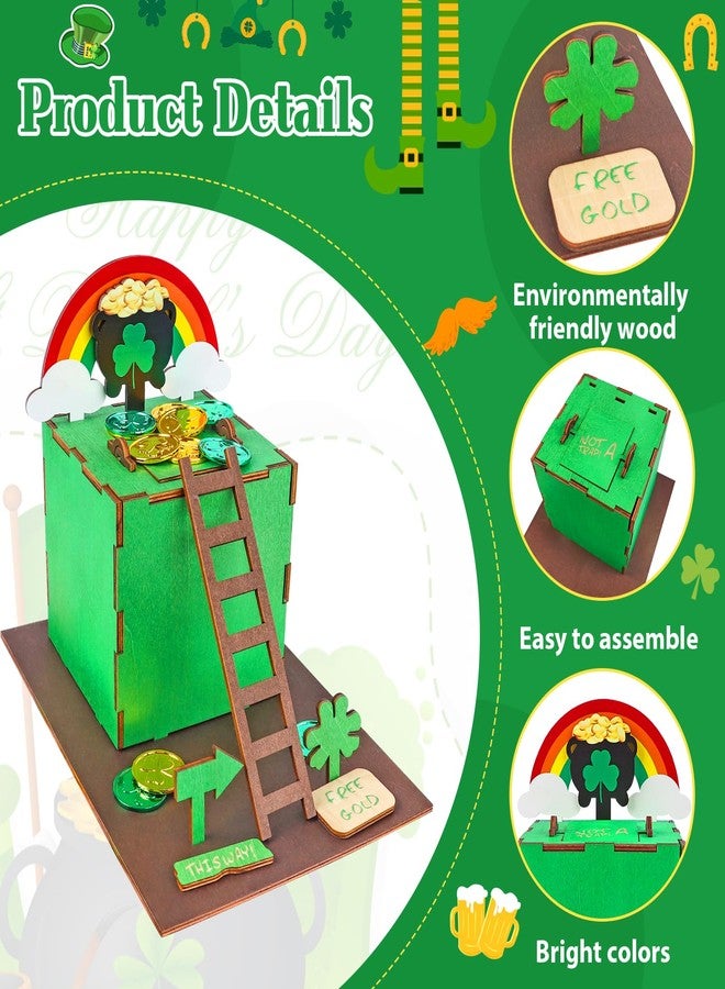 RGJ St Patrick's Day Leprechaun Trap Kit for Kids, Wooden DIY Leprechaun Trap Craft Kit to Catch A Leprechaun, St Patrick's Day Decorations for Kids Party Supplies (Finished Painted) - Image 3